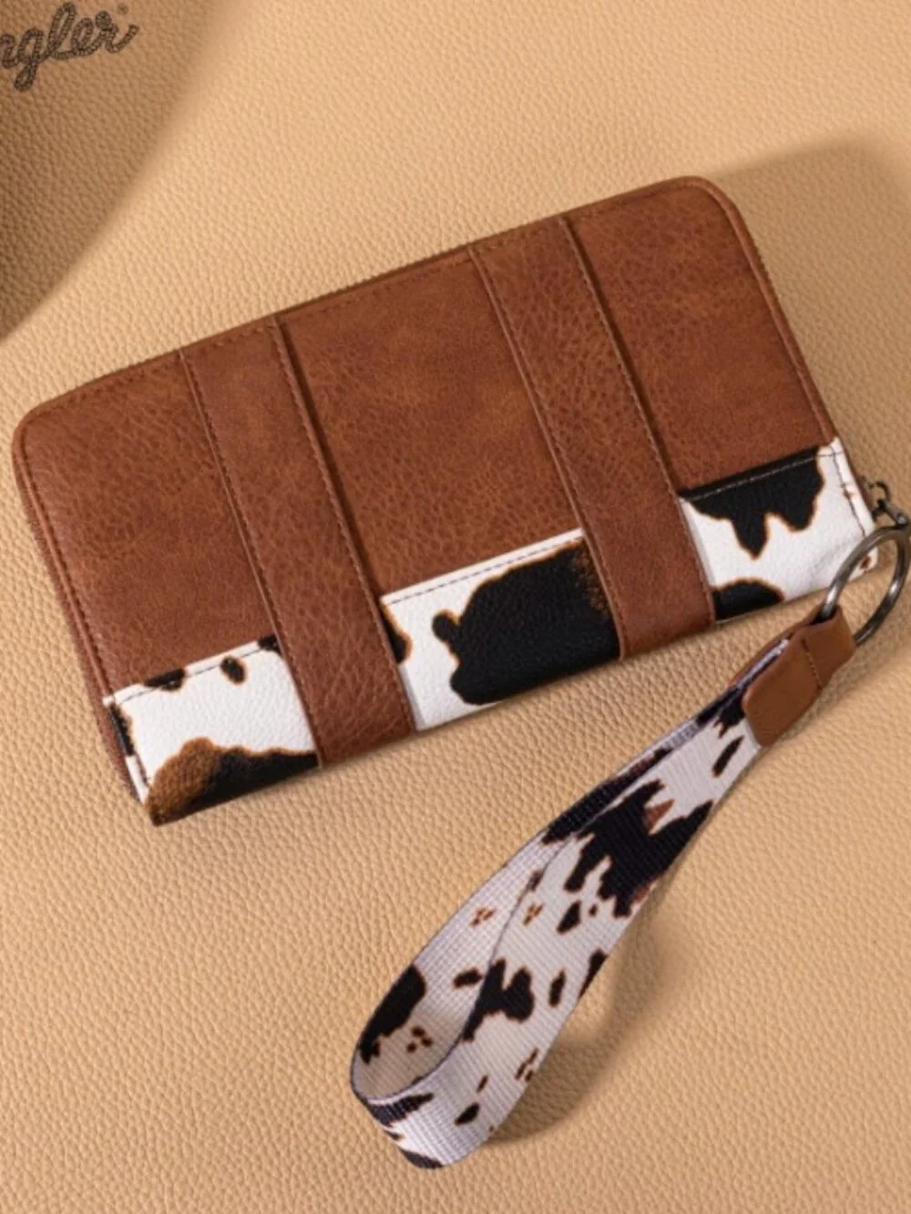Montana West Wrangler wristlet western cow print wallet with keychain